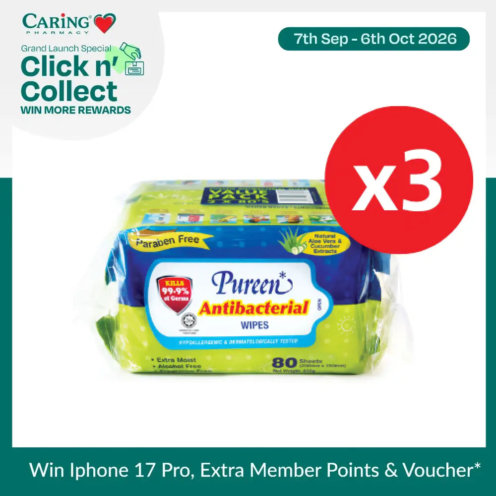 PUREEN ANTIBACTERIAL WIPES 80SX6