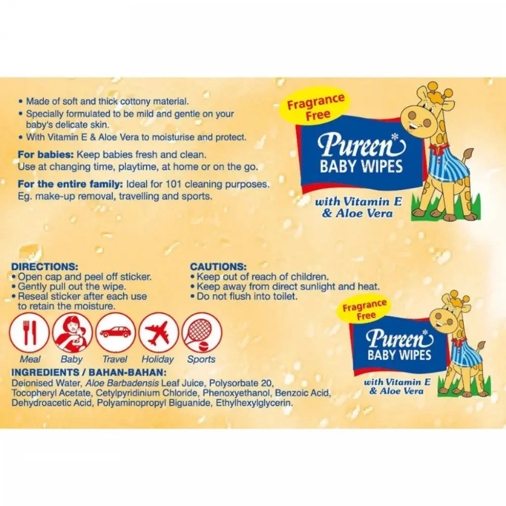 PUREEN BABY WIPE FRAGRANCE-FREE 100SX2