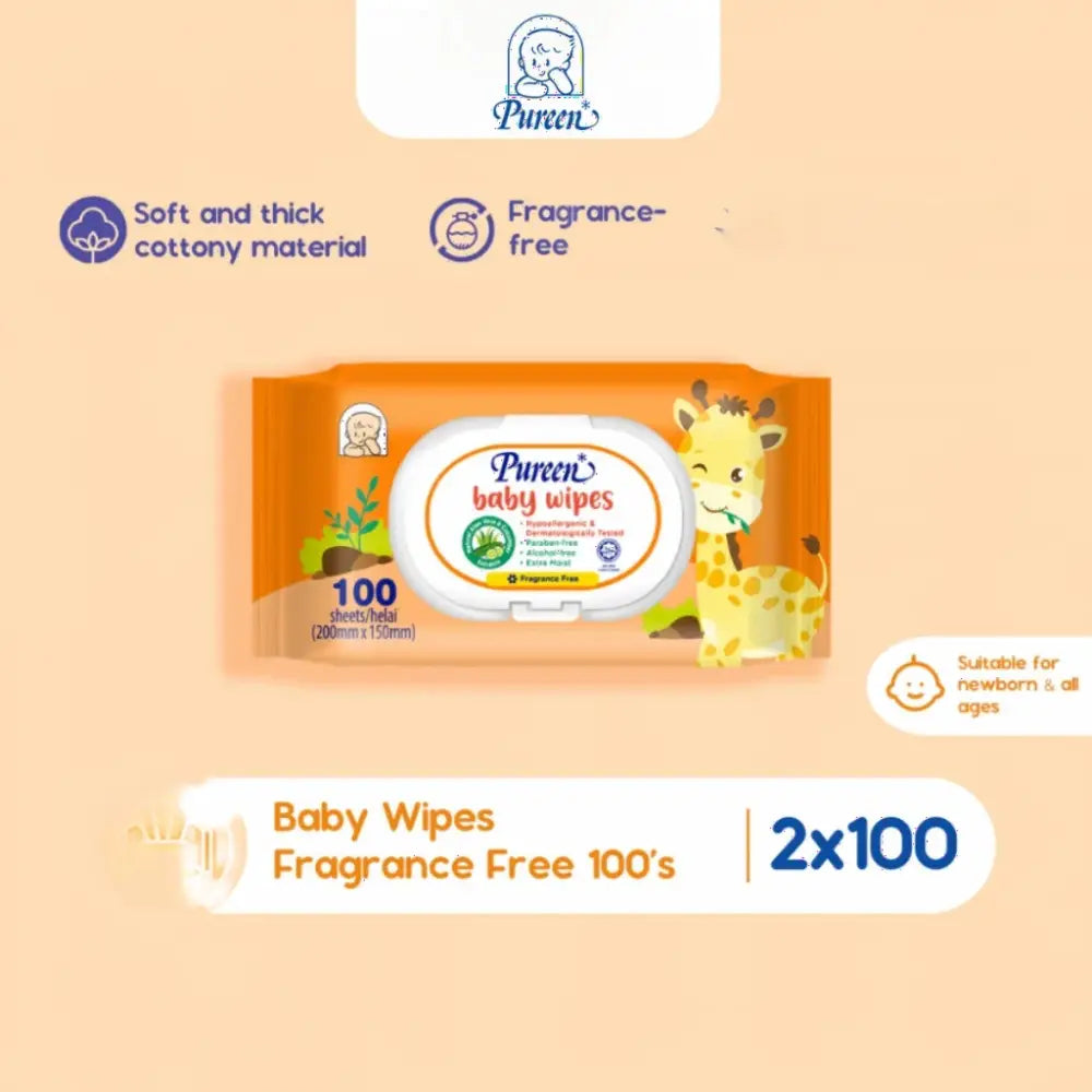 PUREEN BABY WIPE FRAGRANCE-FREE 100SX2