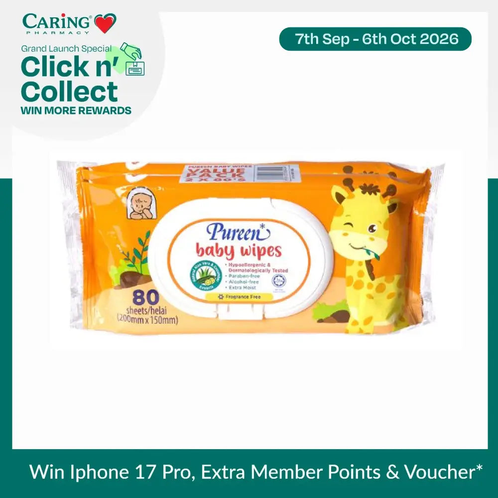 PUREEN BABY WIPES 2*80’S (FRAGRANCE FREE)