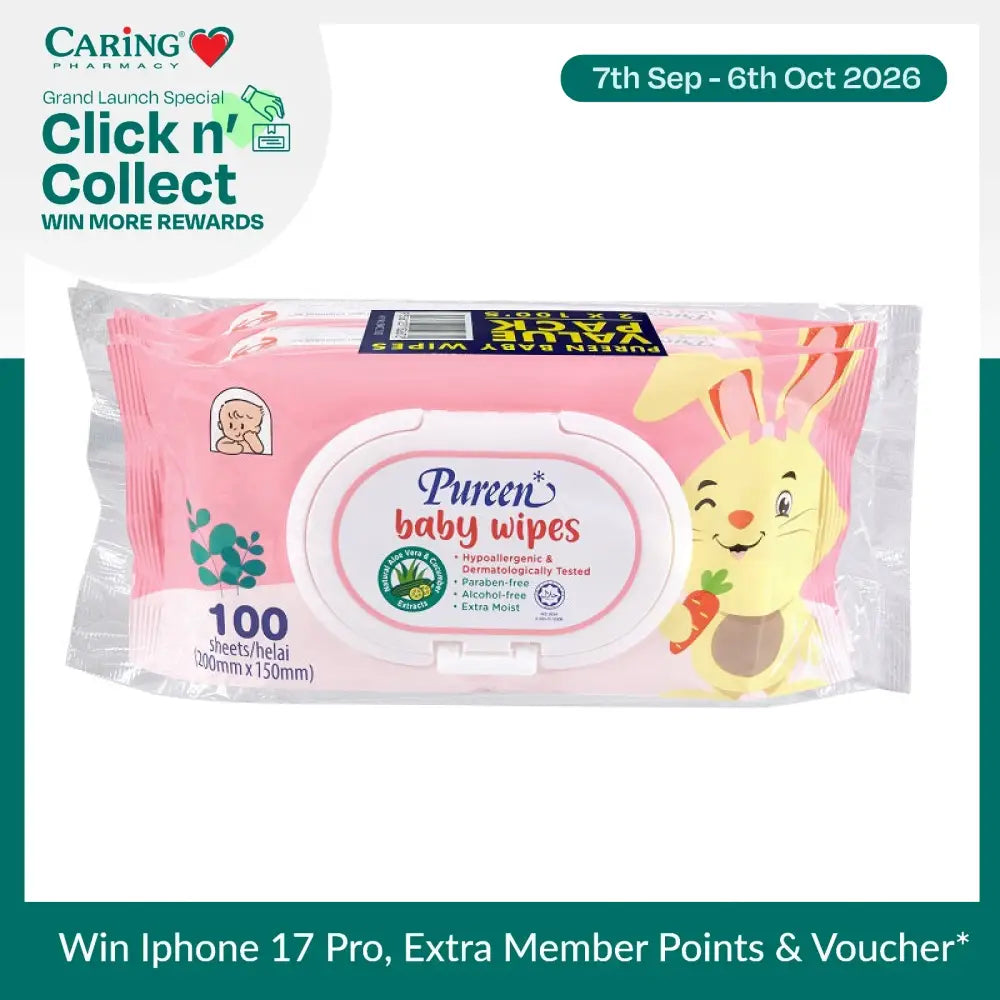 PUREEN BABY WIPES EXTRA MOIST PINK 100SX2