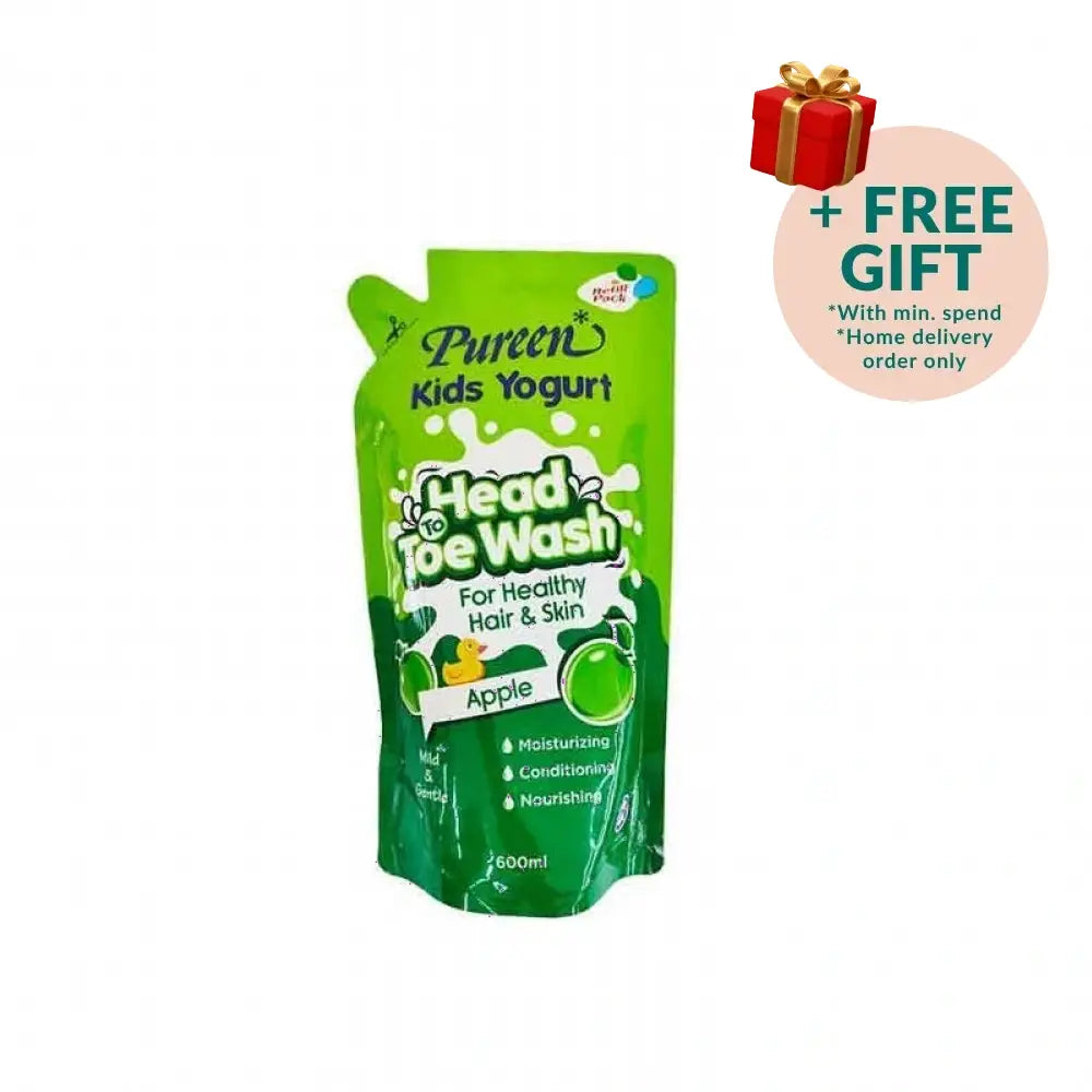 PUREEN KIDS YOGURT HEAD TO TOE WASH 600ML (RFIL) APPLE