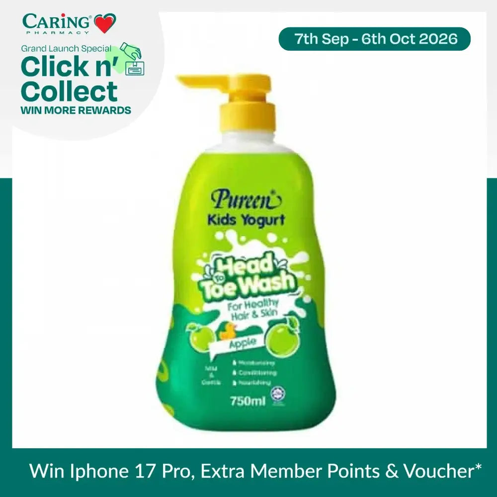 PUREEN KIDS YOGURT HEAD TO TOE WASH APPLE 750ML