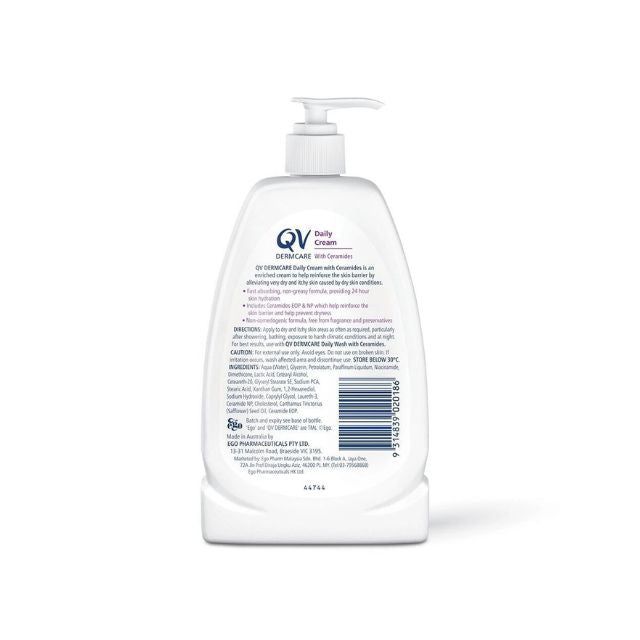 QV Dermcare Daily Cream 350ml bottle with pump dispenser for moisturizing skin care