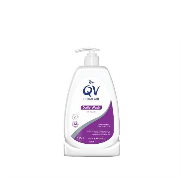 QV Dermcare Daily Wash 350ml bottle with pump dispenser for gentle cleansing and soothing care