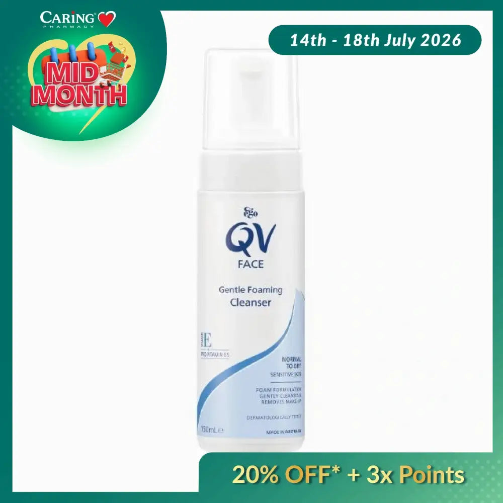 QV Face Gentle Foaming Cleanser in 150mL bottle for gentle skin cleansing and care