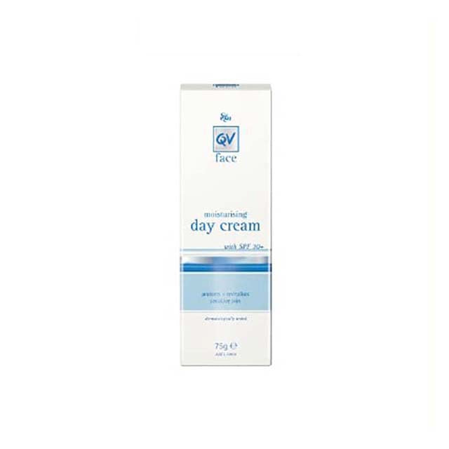 QV face moisturizing day cream with SPF 30 in a 75g eco-friendly packaging for daily skin hydration