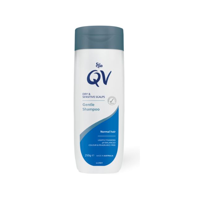 QV gentle shampoo for sensitive scalp in a 250g bottle, suitable for normal hair care