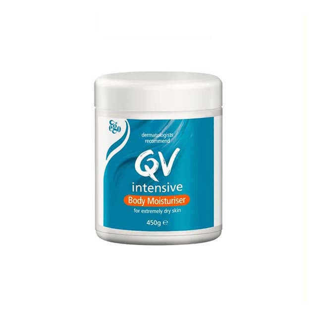 QV Intensive Body Moisturiser 450g in a white tub, ideal for extremely dry skin relief