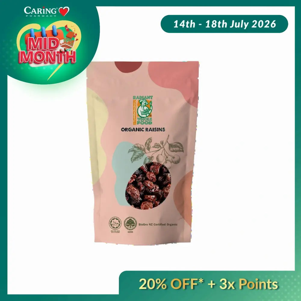 RADIANT ORGANIC RAISINS 250G