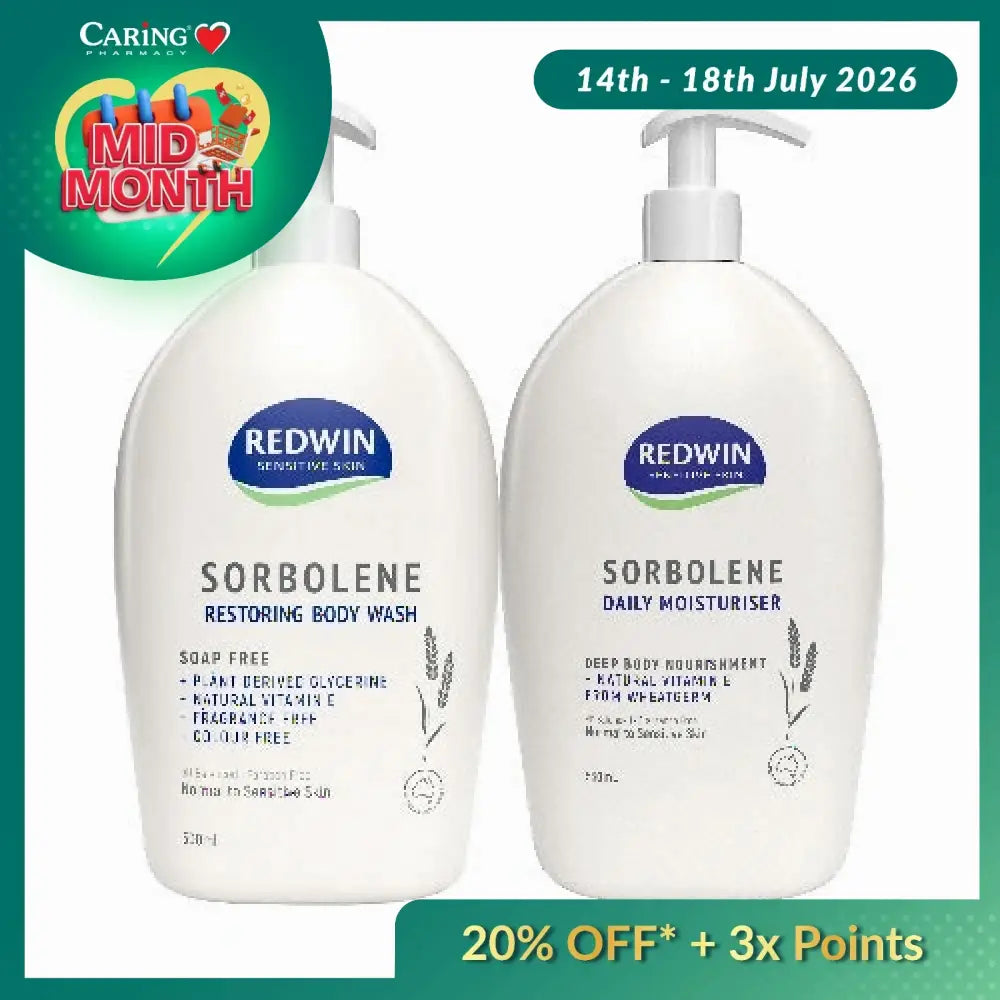 REDWIN SORBOLENE BODY WASH 500ML & MOIST LOTION WITH VITAMIN E 550ML