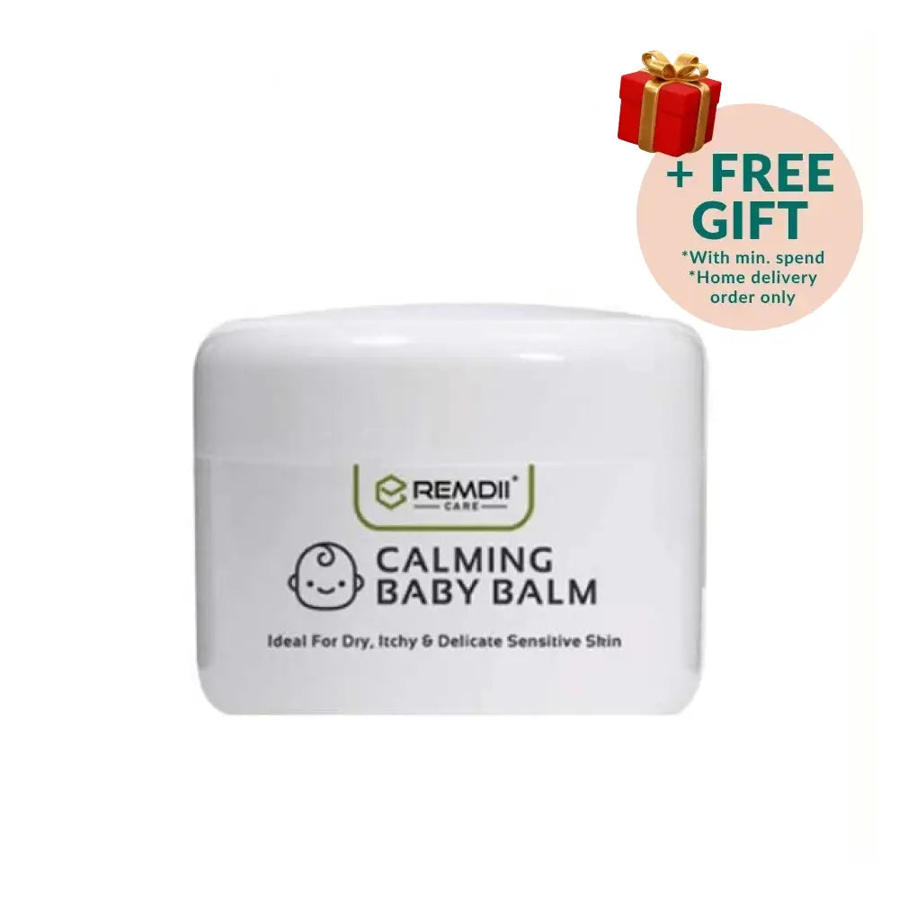 REMDII calming baby balm for sensitive skin in a white container for dry and itchy skin relief