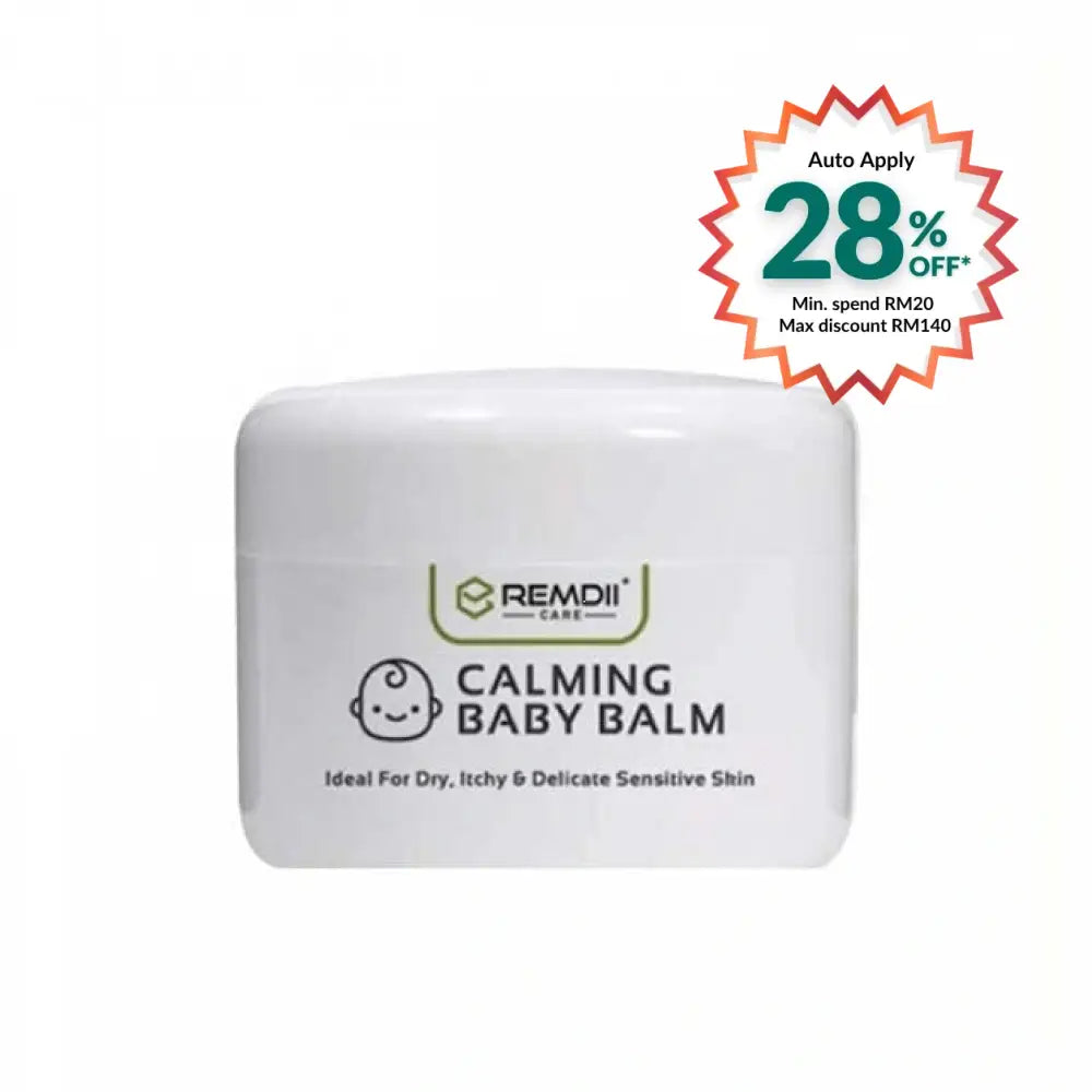 REMDII calming baby balm for sensitive skin in a white container for dry and itchy skin relief