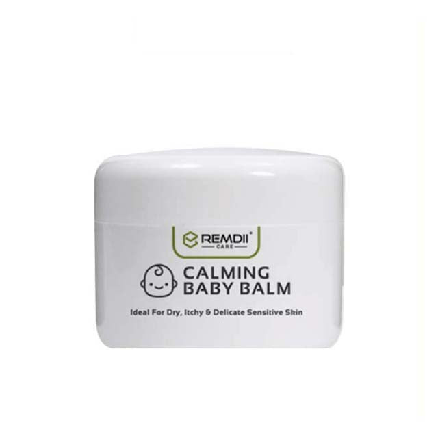REMDII calming baby balm for sensitive skin in a white container for dry and itchy skin relief