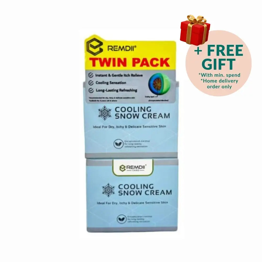 REMDII Twin Pack of Cooling Snow Cream for Sensitive Skin, ideal for dry and itchy skin relief