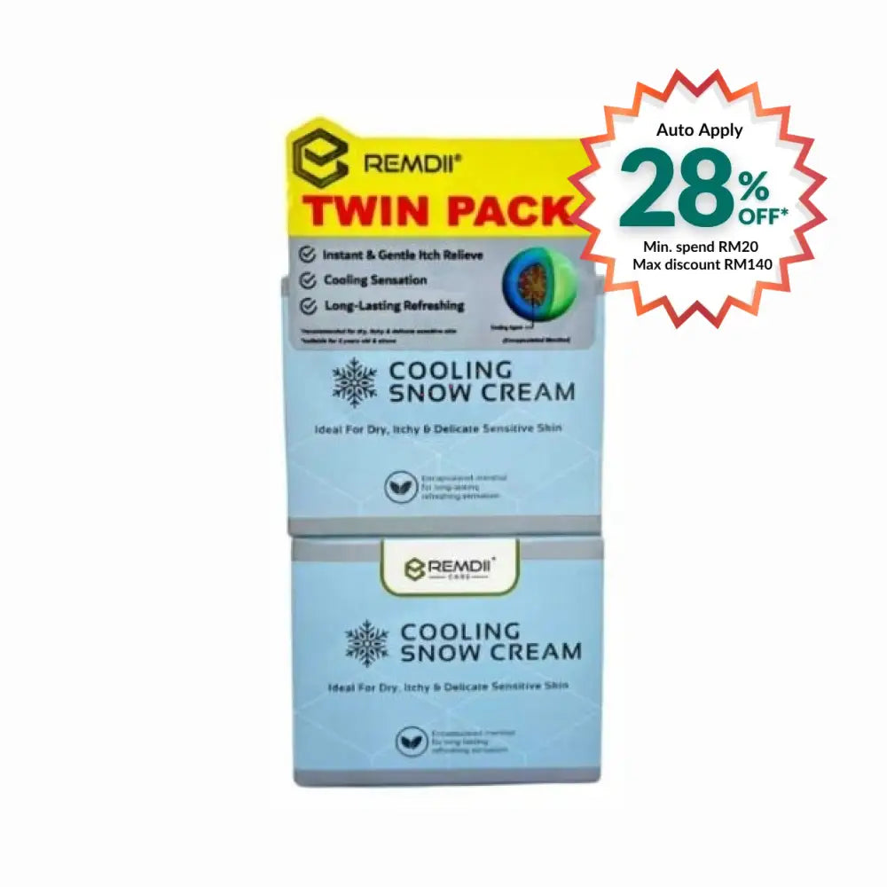 REMDII Twin Pack of Cooling Snow Cream for Sensitive Skin, ideal for dry and itchy skin relief