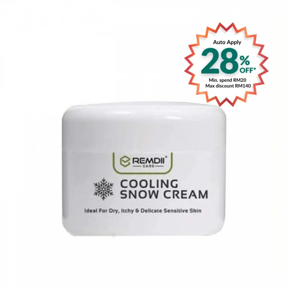 REMDII Cooling Snow Cream in a white container for dry, itchy, and delicate sensitive skin