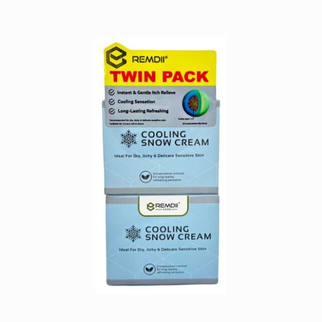 REMDII Twin Pack of Cooling Snow Cream for Sensitive Skin, ideal for dry and itchy skin relief