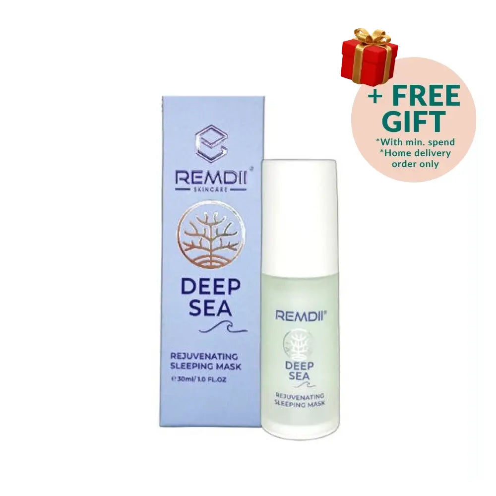 REMDII Deep Sea Rejuvenating Sleeping Mask in a 30ml bottle with a blue box packaging