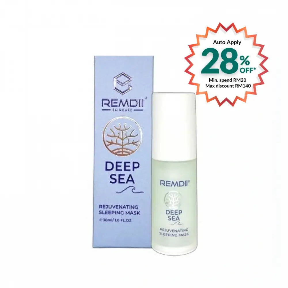 REMDII Deep Sea Rejuvenating Sleeping Mask in a 30ml bottle with a blue box packaging