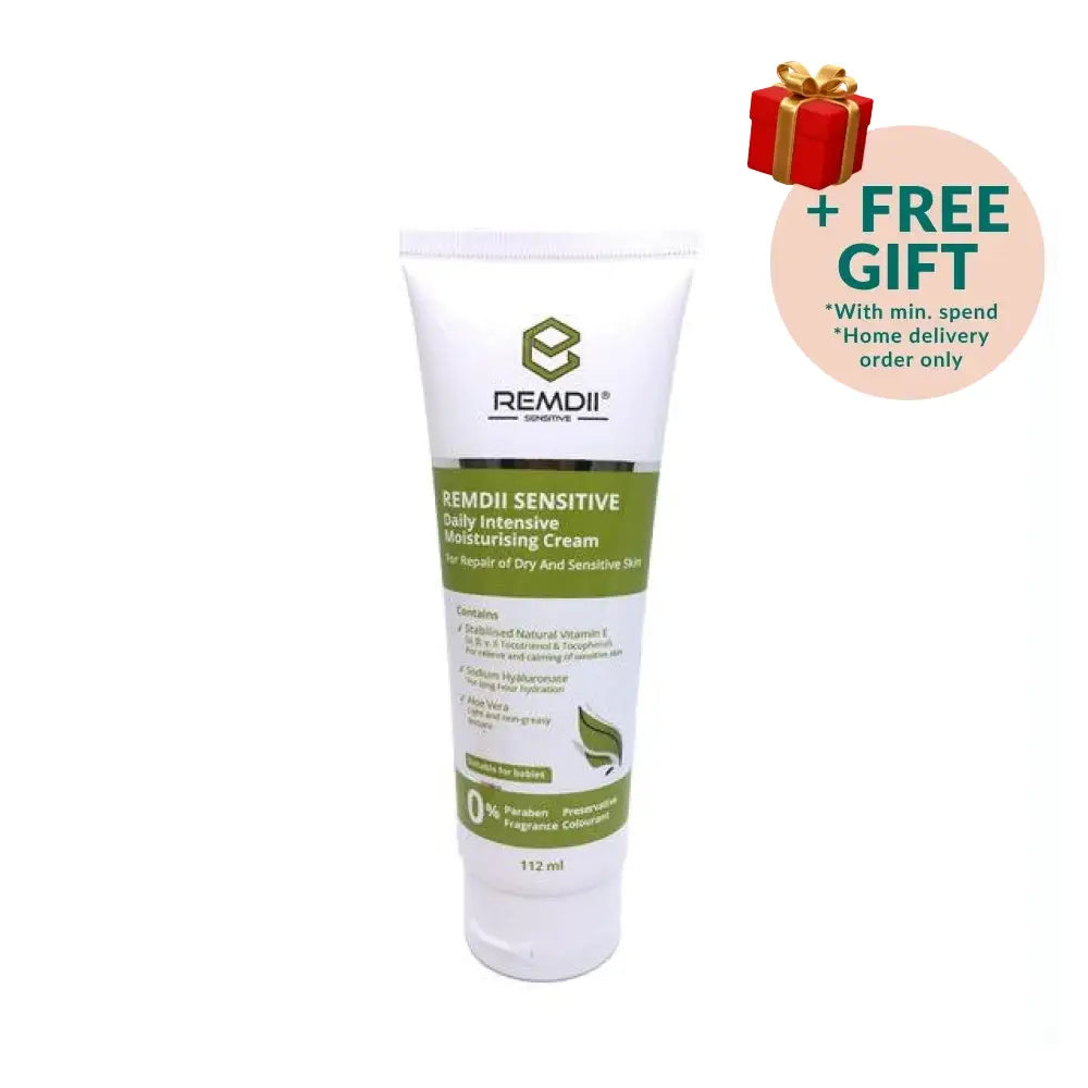 Remdii intensive moisturizing cream in a 112ml tube designed for dry and sensitive skin repair