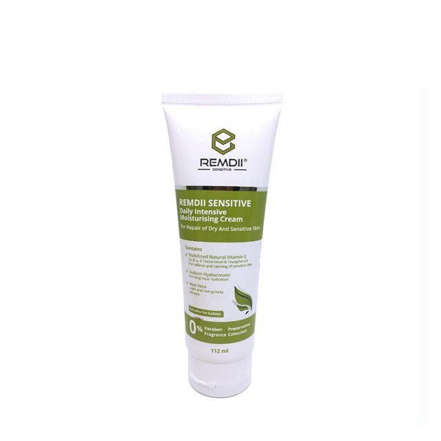 Remdii intensive moisturizing cream in a 112ml tube designed for dry and sensitive skin repair
