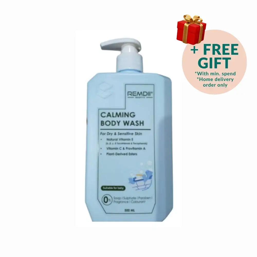 REMDII Calming Body Wash for Sensitive Skin in 500 ML Bottle with Vitamin C and Pro-vitamin A