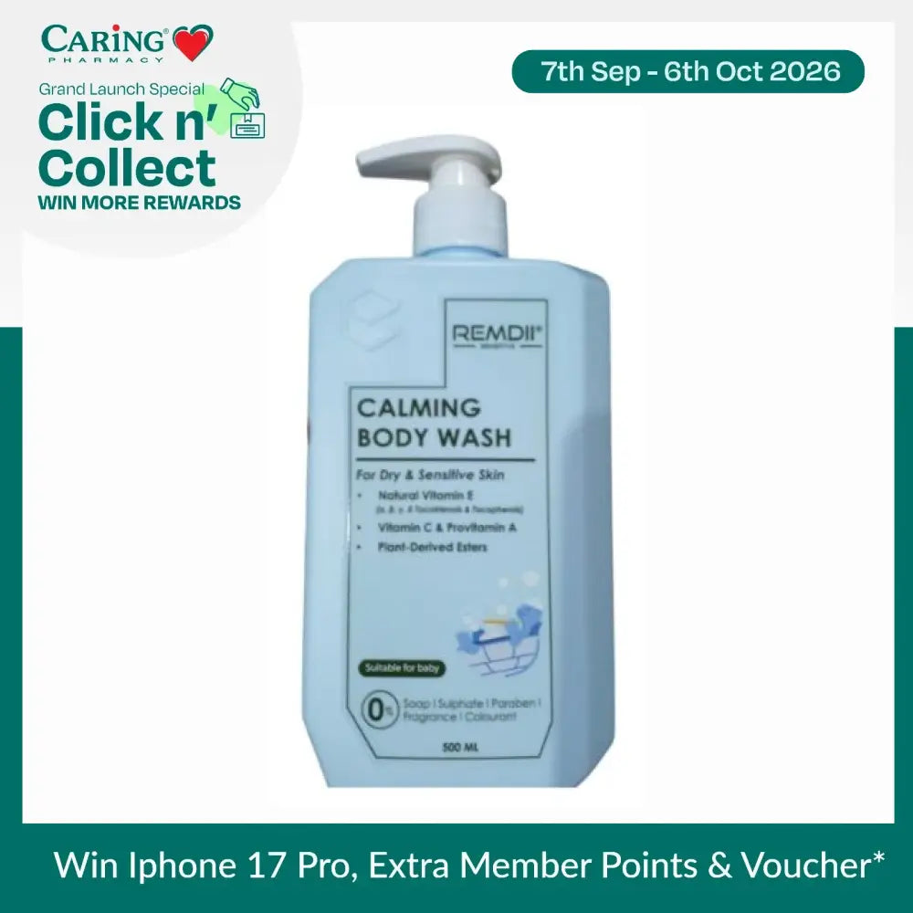 REMDII Calming Body Wash for Sensitive Skin in 500 ML Bottle with Vitamin C and Pro-vitamin A