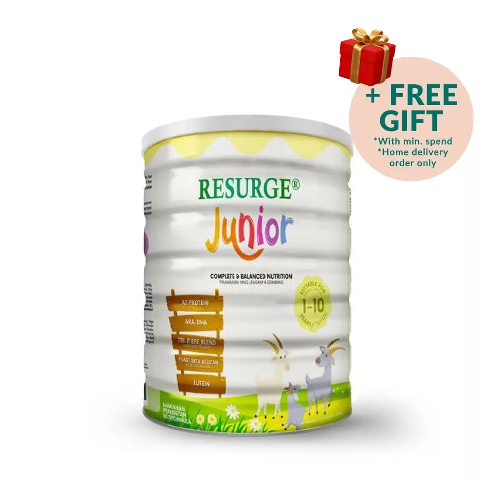 Resurge Junior 850g nutritional supplement canister for children's complete and balanced nutrition