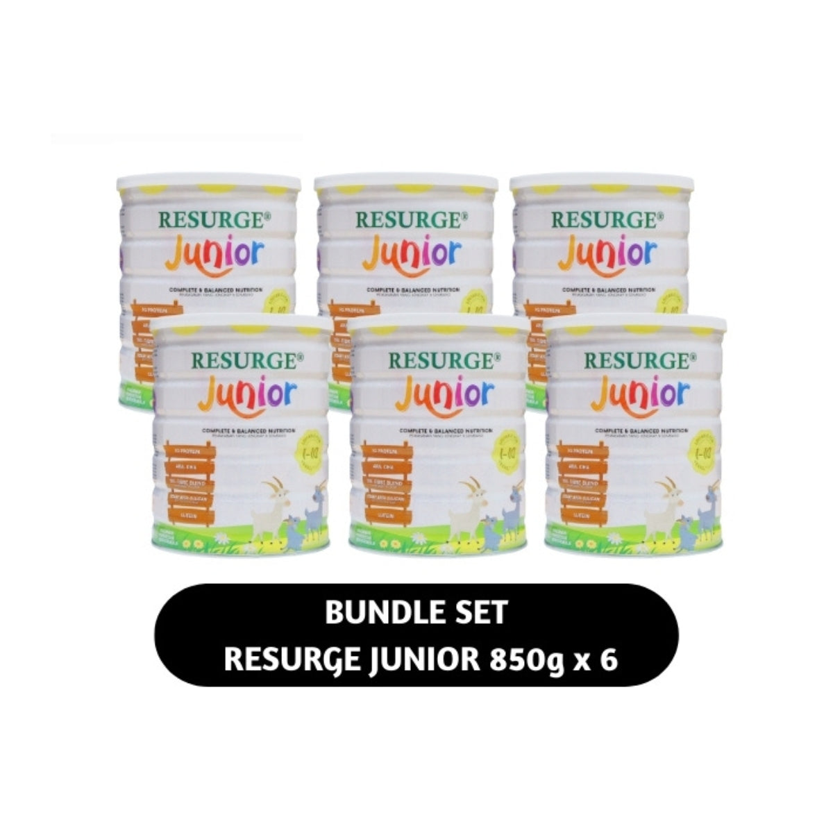 RESURGE Junior Goat Milk Formula Bundle includes six 850g cans for optimal nutrition