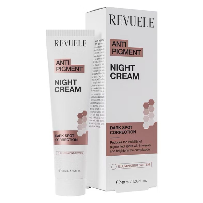 Revuele Anti Pigment Night Cream for dark spot correction and brighter complexion in a 40ml tube