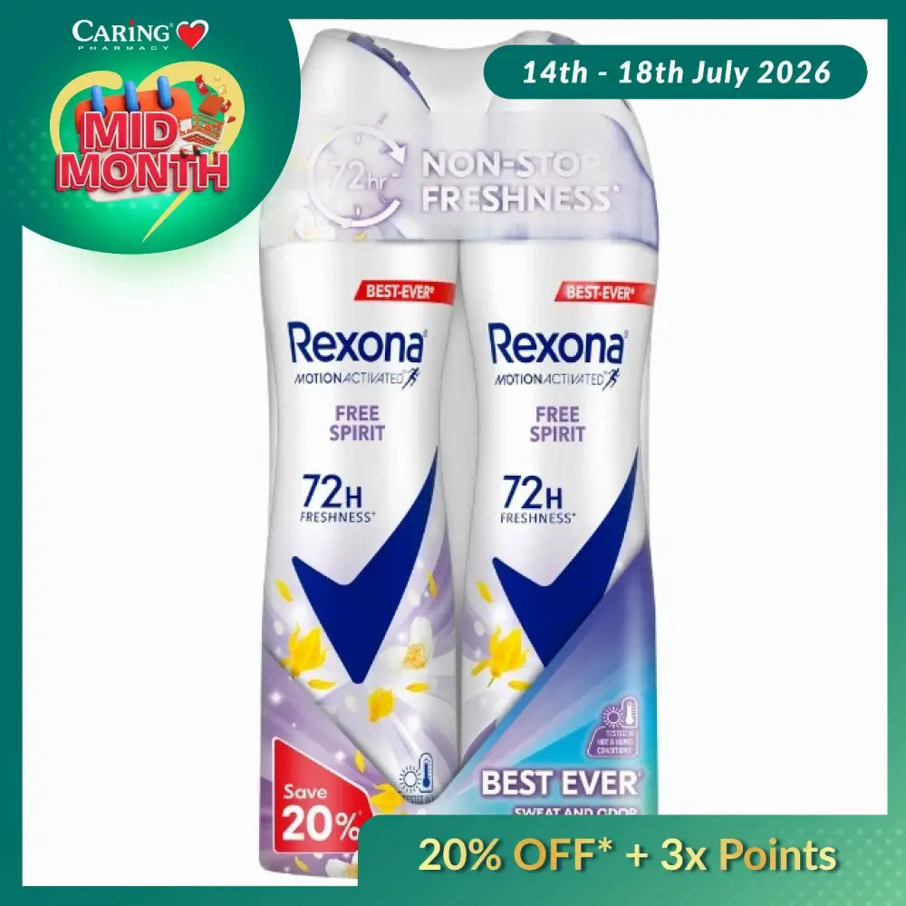 REXONA WOMEN DEODORANT SPRAY MOTIONACTIVED FREE SPIRIT 135ML 2S
