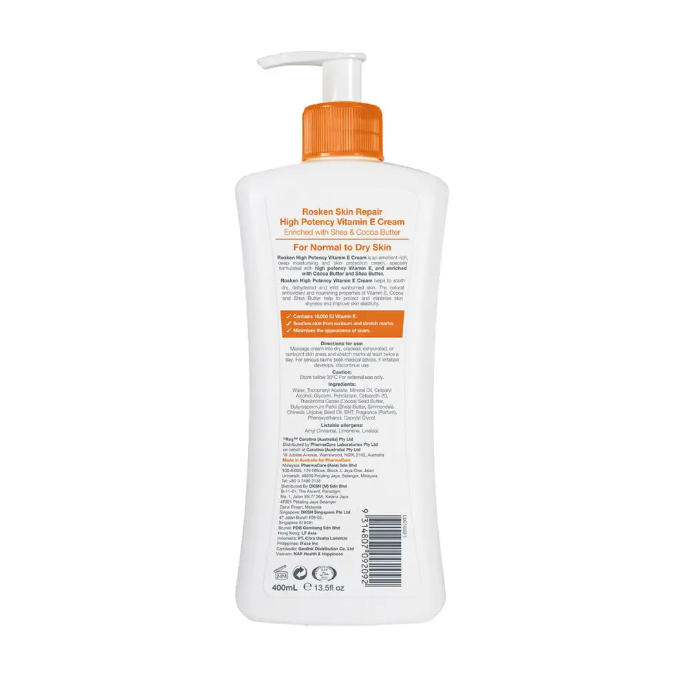 ROSKEN HIGH POTENCY VITAMIN E CREAM 400ML