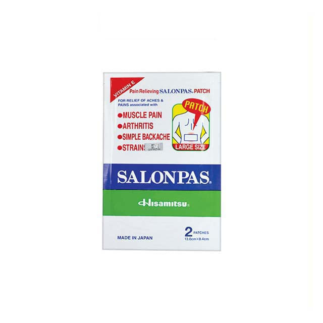 Salonpas pain relief patch for muscle pain, arthritis, and simple backache in large size, 2 patches included