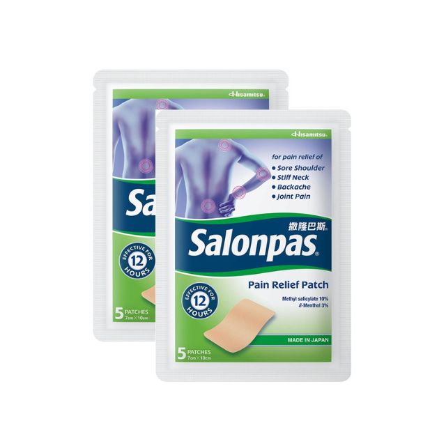 Salonpas pain relief patch for sore shoulders, stiff neck, backache, and joint pain with 12-hour relief