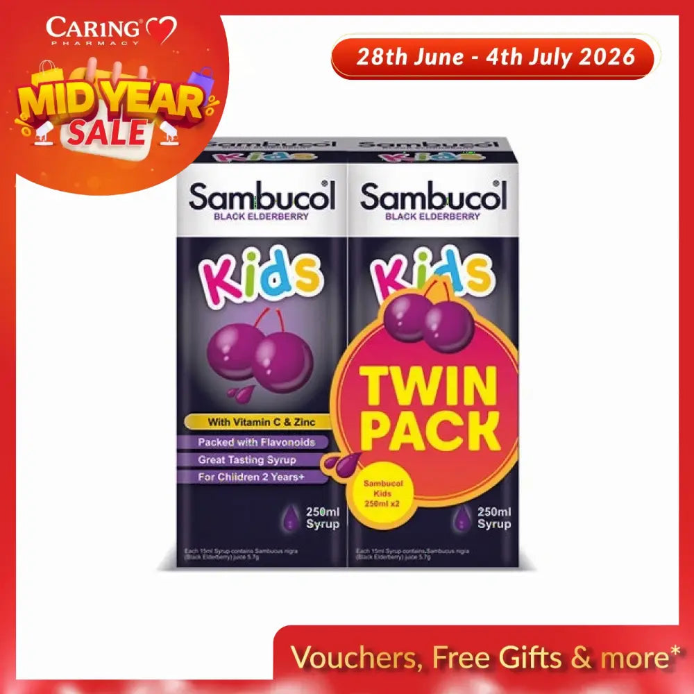 Sambucol Kids Black Elderberry syrup twin pack with Vitamin C and Zinc, great tasting for children 2 years and up