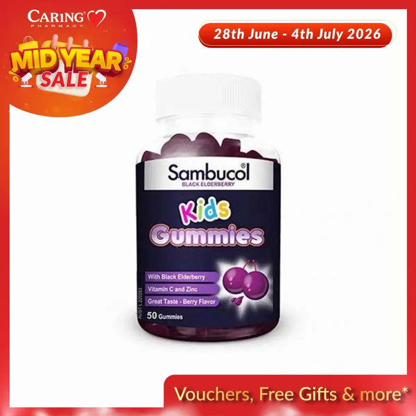 Sambucol Kids Gummies with Black Elderberry and Vitamin C in Berry Flavor, 50 count bottle