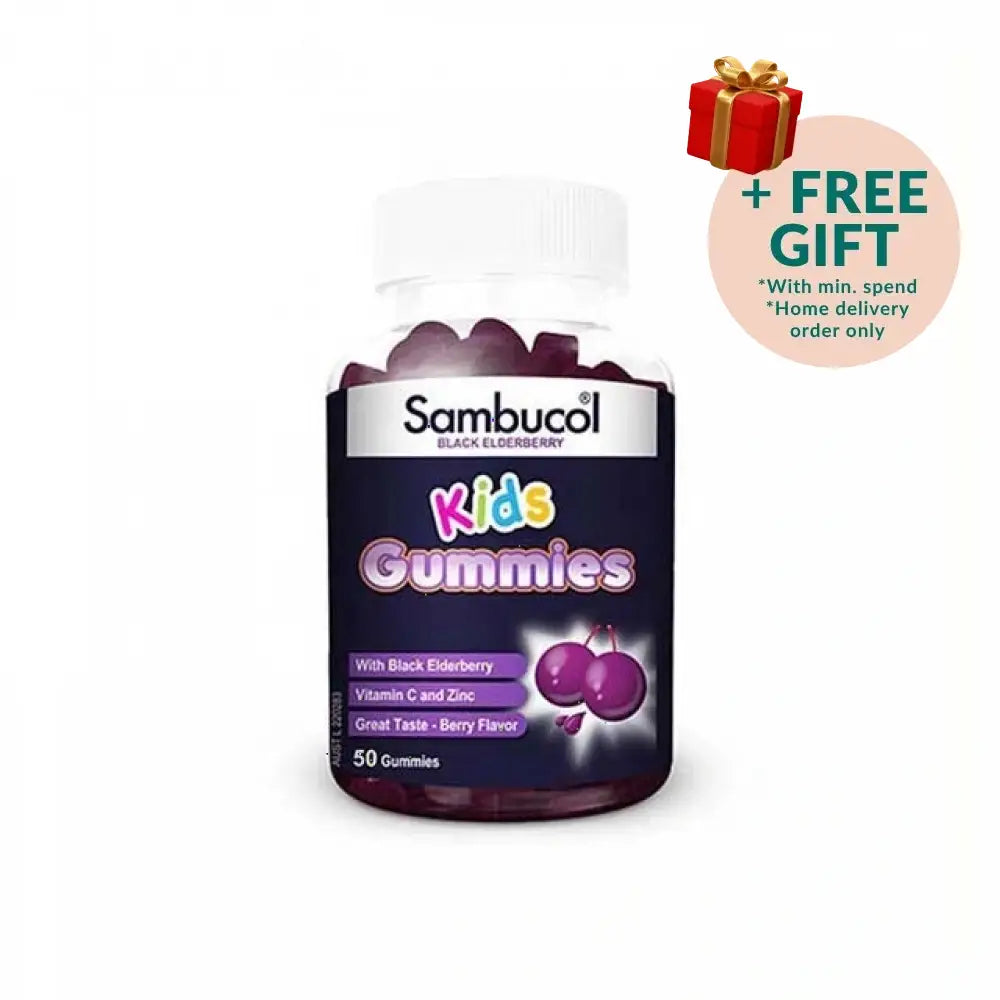 Sambucol Kids Gummies with Black Elderberry and Vitamin C in Berry Flavor, 50 count bottle