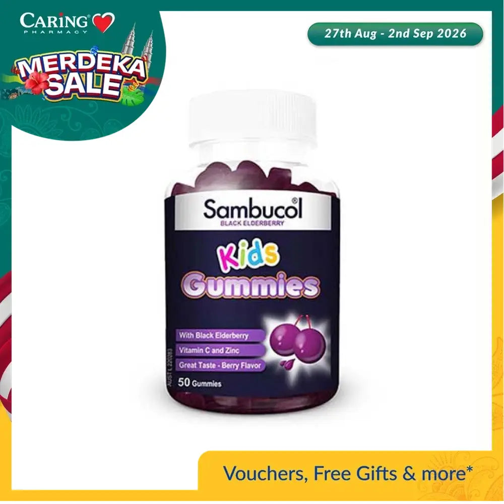 Sambucol Kids Gummies with Black Elderberry and Vitamin C in Berry Flavor, 50 count bottle