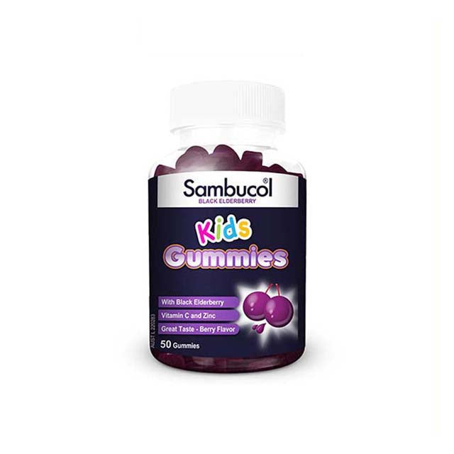 Sambucol Kids Gummies with Black Elderberry and Vitamin C in Berry Flavor, 50 count bottle