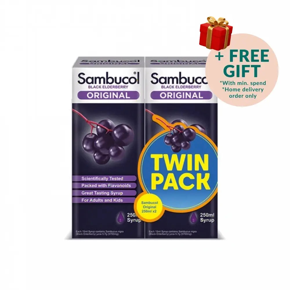Sambucol black elderberry syrup twin pack, 250ml each, with great taste for adults and kids