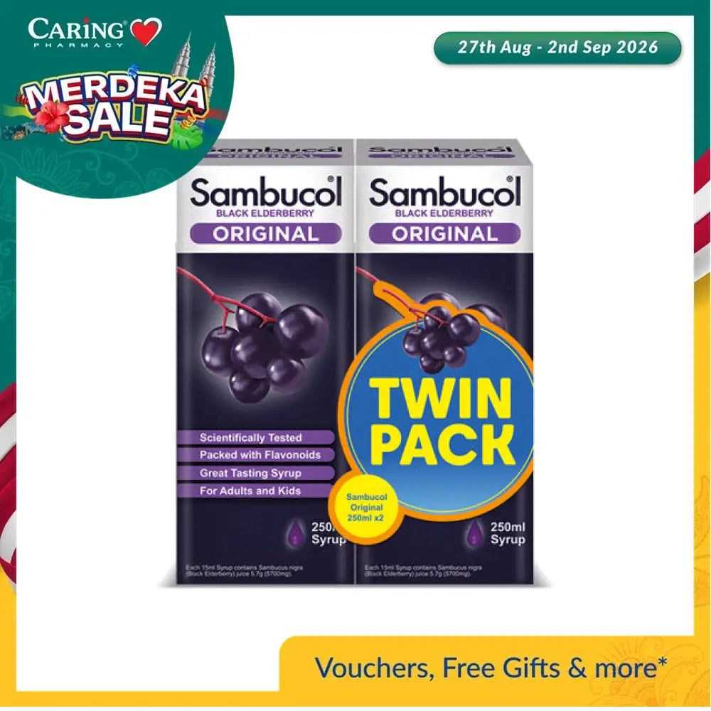 Sambucol black elderberry syrup twin pack, 250ml each, with great taste for adults and kids
