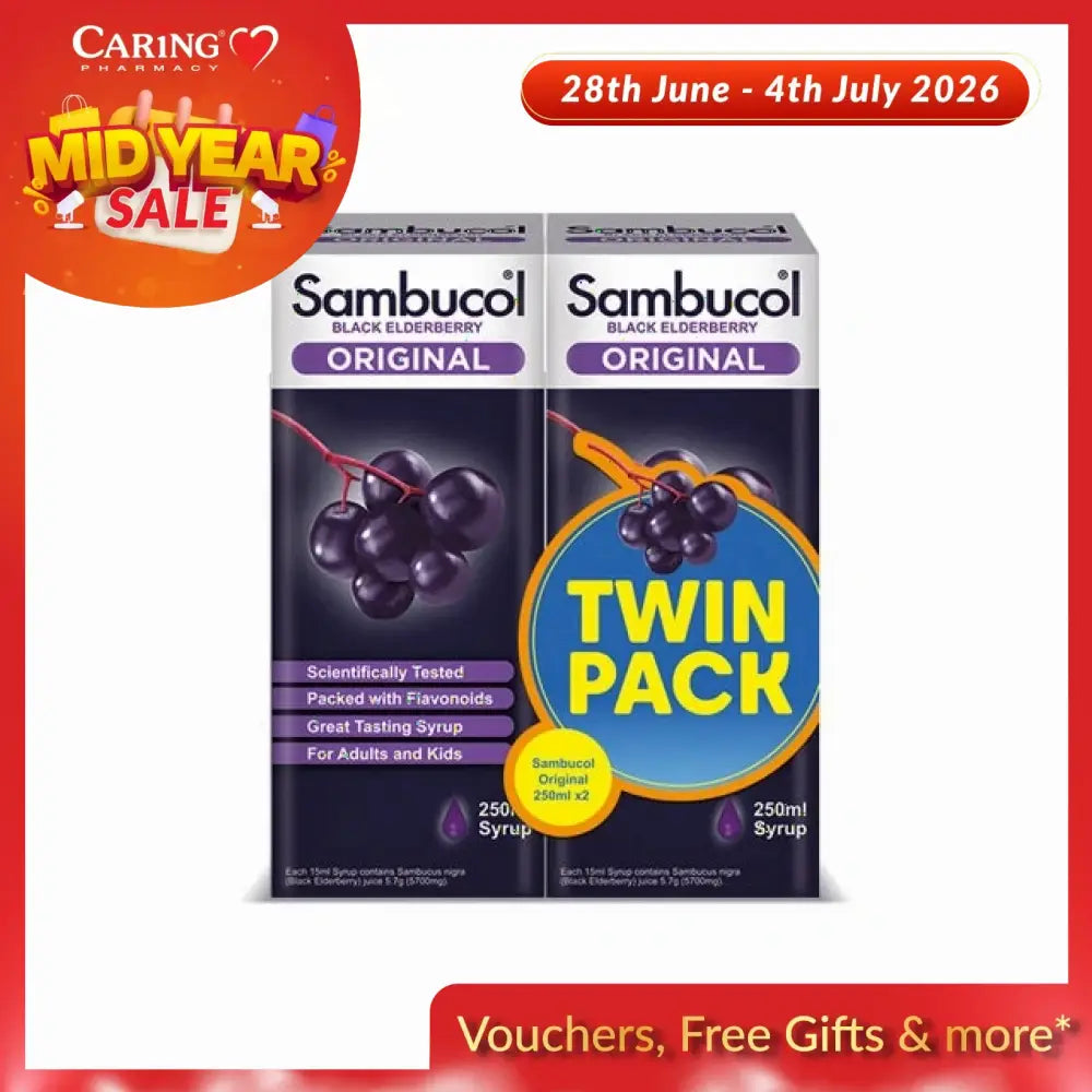 Sambucol black elderberry syrup twin pack, 250ml each, with great taste for adults and kids