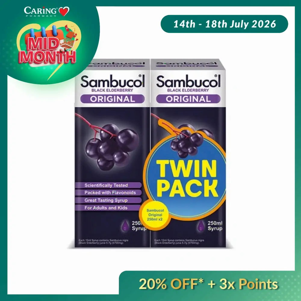 Sambucol black elderberry syrup twin pack, 250ml each, with great taste for adults and kids