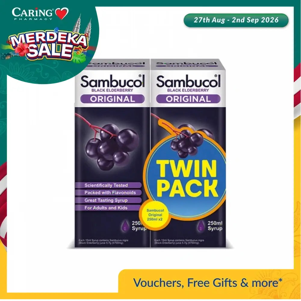 Sambucol black elderberry syrup twin pack, 250ml each, with great taste for adults and kids
