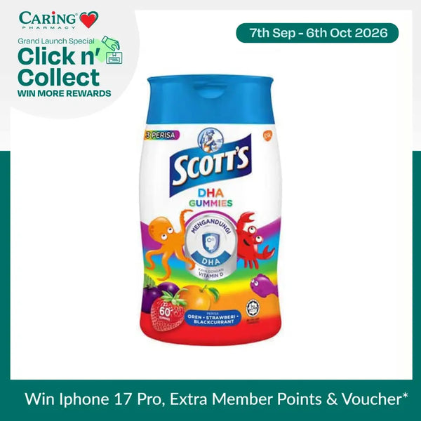 Scotts DHA gummies 60s in a colorful bottle featuring various cartoon sea creatures