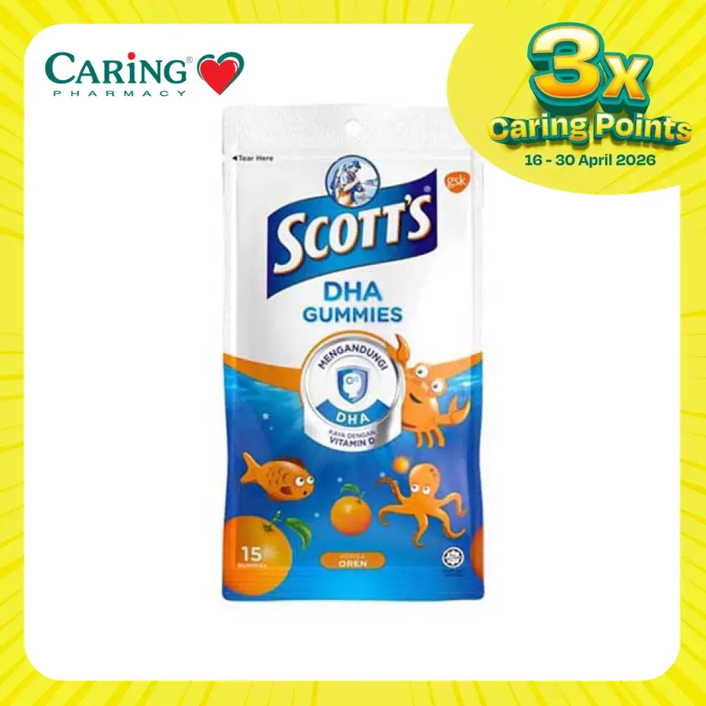 Scott's DHA gummies for kids in orange flavor with playful sea creature design on packaging