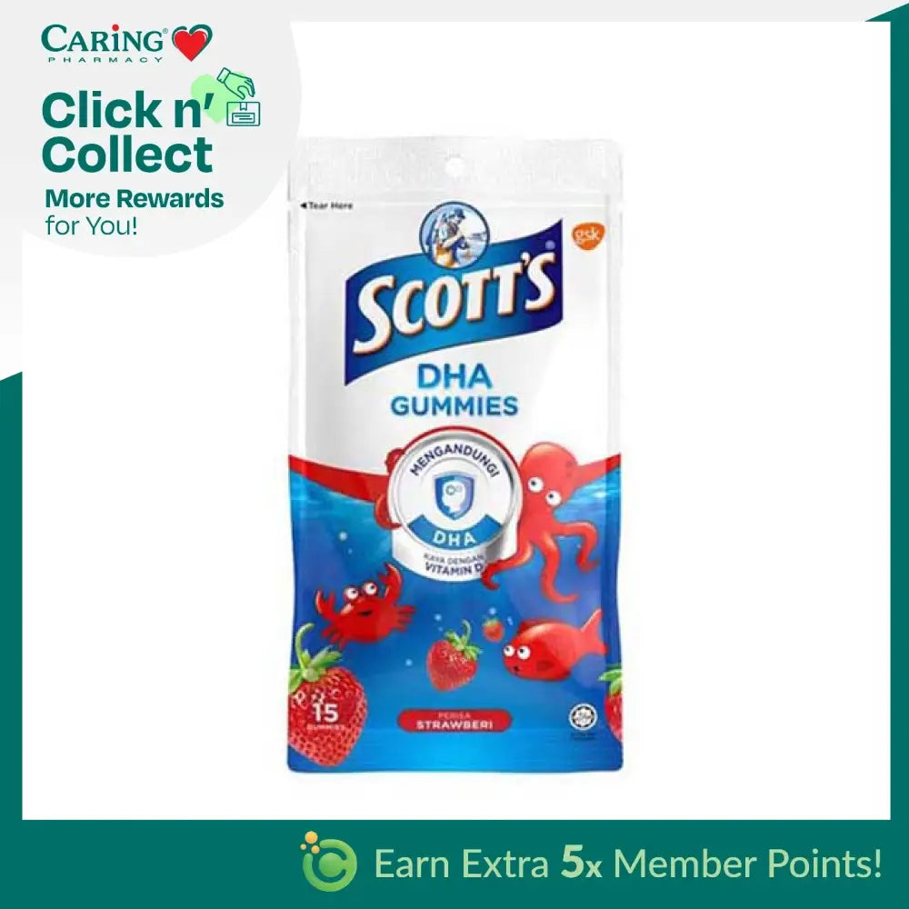 Scott's DHA gummies strawberry with omega-3 and vitamin D for kids' health