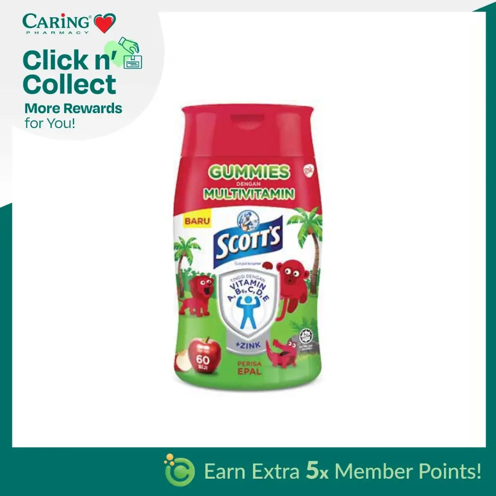 Scott's multivitamin gummies apple 60s in a colorful bottle for children's nutritional support