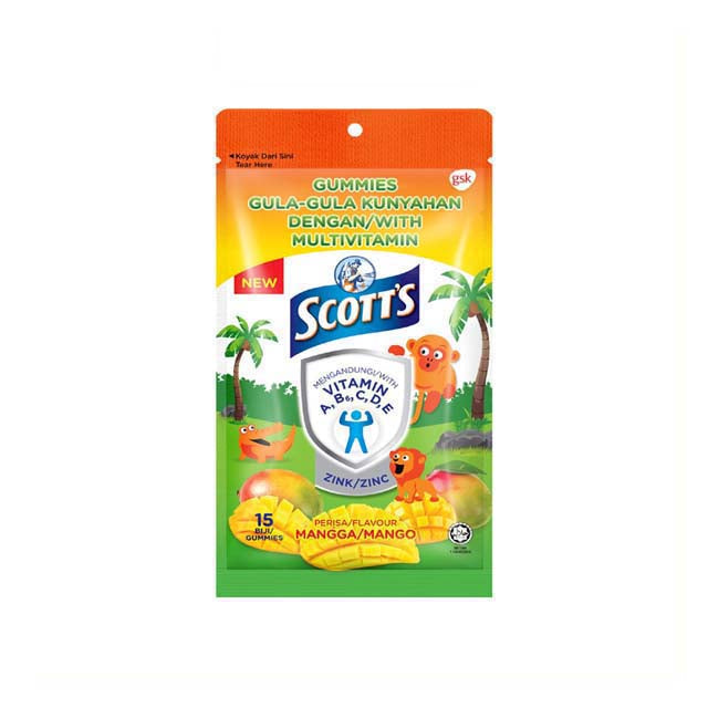 SCOTT'S Multivitamin Gummies in Mango Flavor with Zinc for Kids Health and Wellness